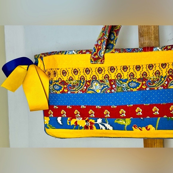 Vibrant & Colorful Art to Wear Beach Tote Bag with Fabric-Covered Button Closure - Picture 8 of 13